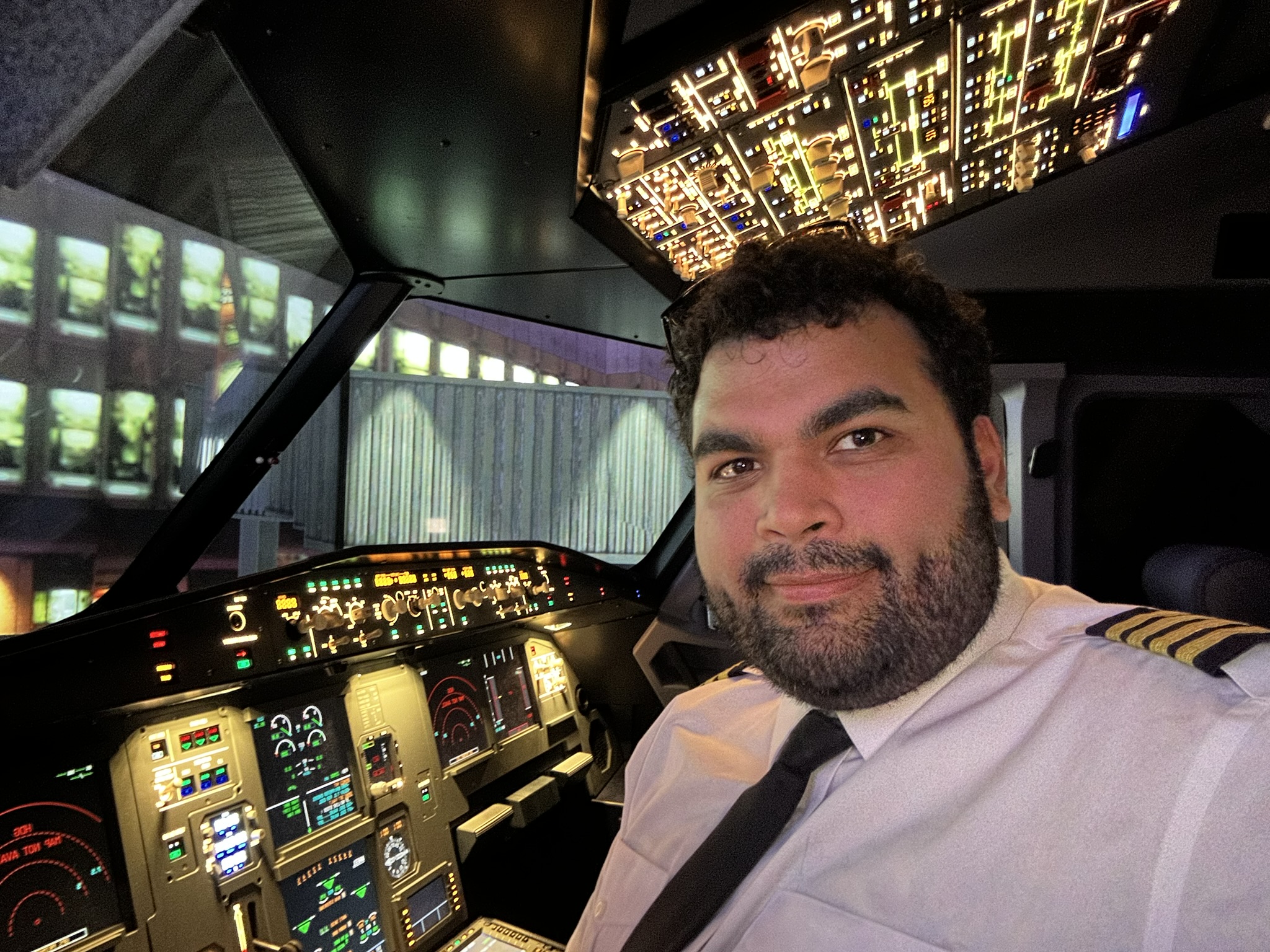 Shaurye Chakravarty, flight instructor, in the cockpit